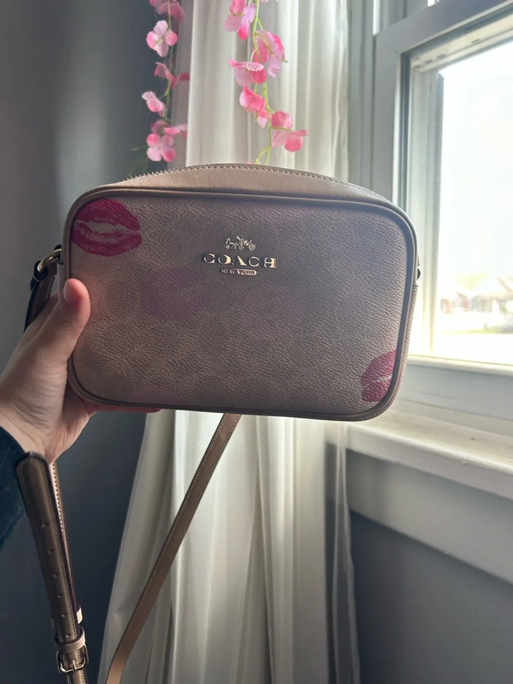 COACH Blush Pink Lip Print Crossbody Bag - Picture 1 of 5